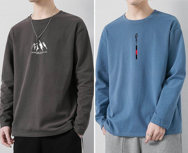 Loose Casual Cotton Long Sleeve T-shirt For Men