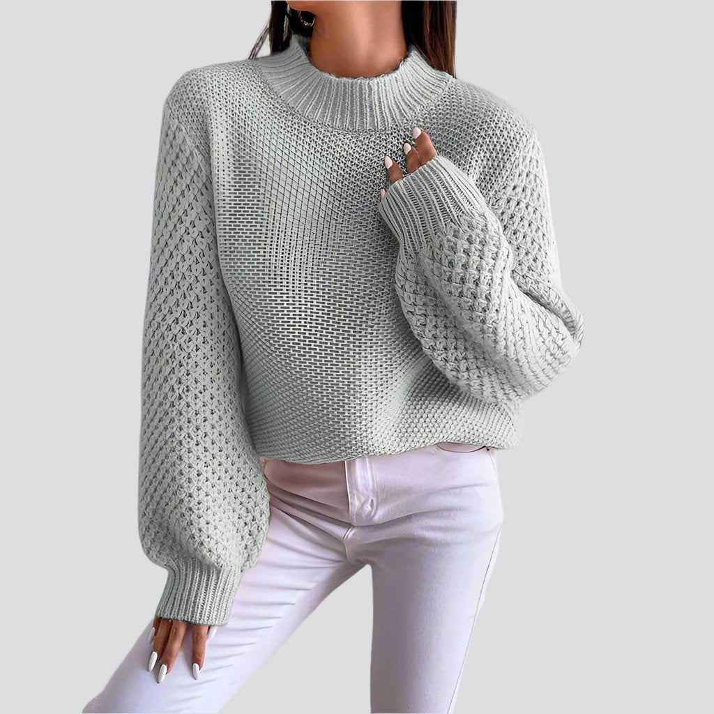 Women's Fashion Autumn And Winter Leisure Long Sleeve Round Neck Pure Color Warm Keeping Sweater