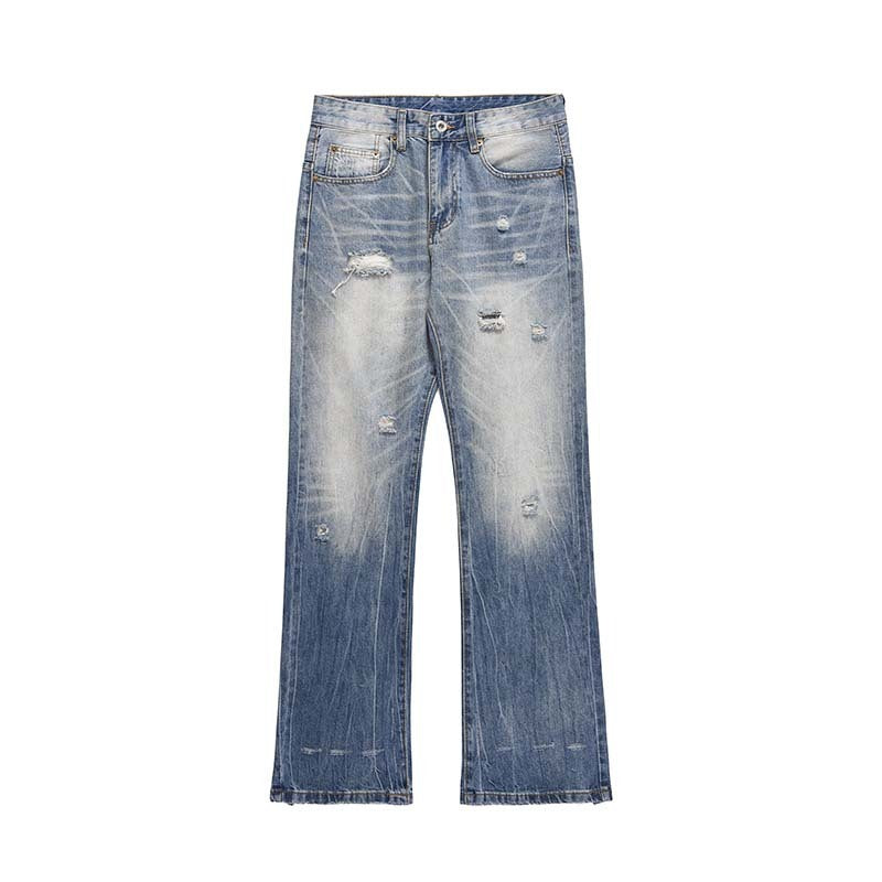 High Street American Retro Worn Looking Washed-out Ripped Skinny Jeans Men