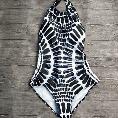 One-piece Backless Swimsuit Printed One Piece High Quality Striped Swimsuit