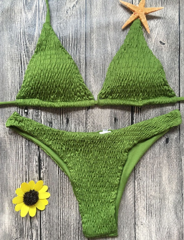 Swimsuit sexy pleated triangle bikini