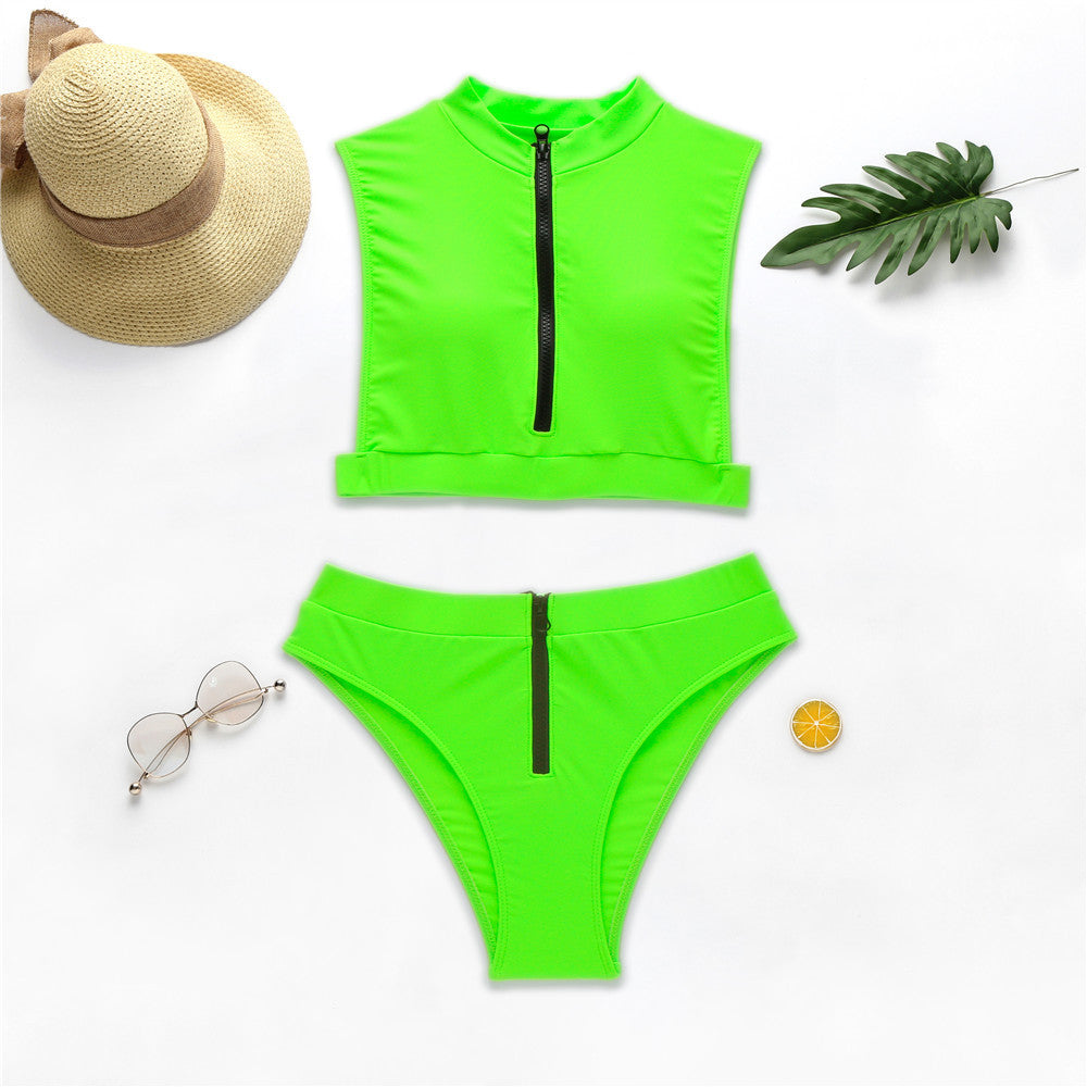 New Swimsuit Fluorescent Swimsuit Solid Bikini