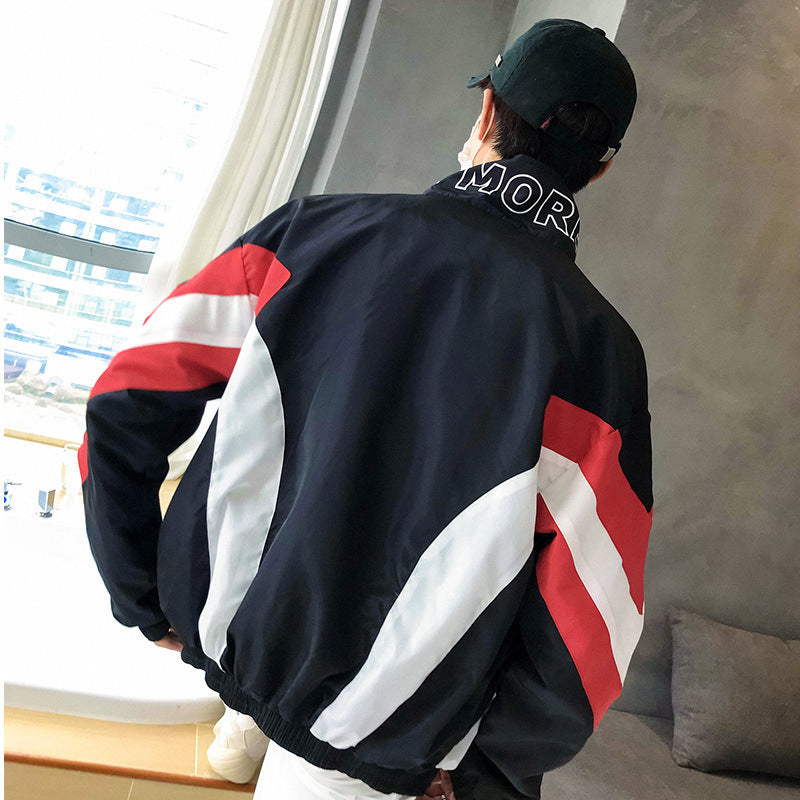 Hip-hop color block street sports windbreaker jacket