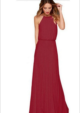 Women  Halter Chiffon Maxi Dress