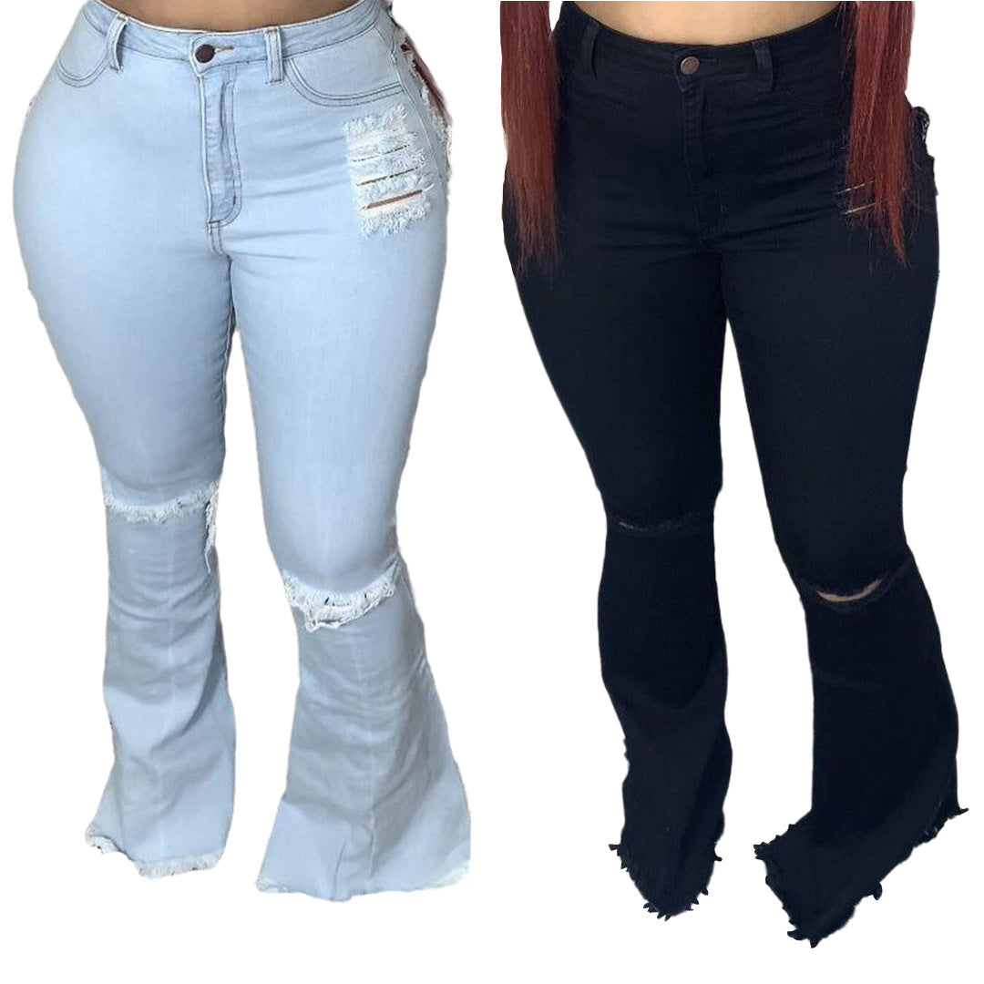 Fashion Trendy Unique Jeans Stretch Plus Size Bell-bottom Pants