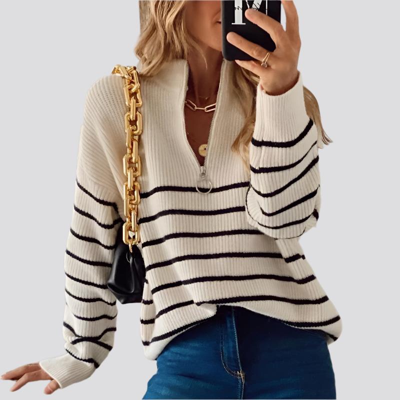 Fashion New Striped Color Matching Bottoming Top