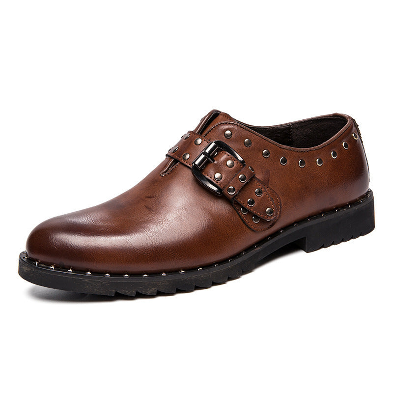 Spring Rivet Fashion Retro Dress Men's Leather Shoes British Style