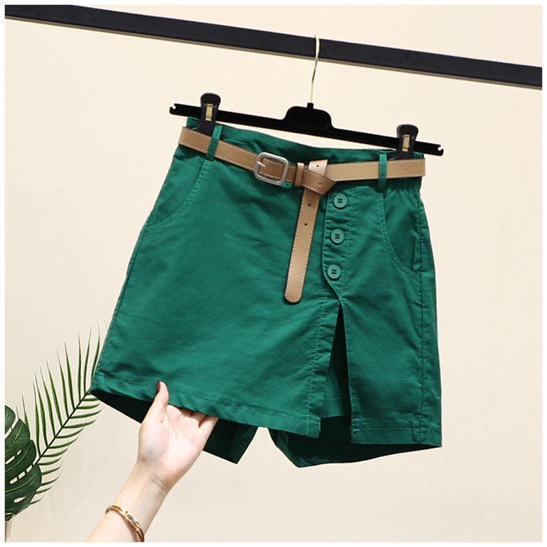 Summer New Button High Waist With Belt Cotton Shorts For Women