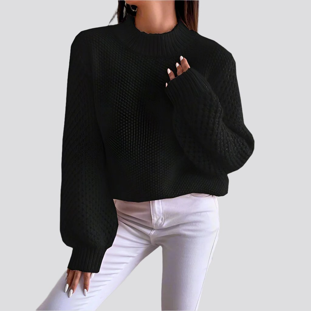 Women's Fashion Autumn And Winter Leisure Long Sleeve Round Neck Pure Color Warm Keeping Sweater