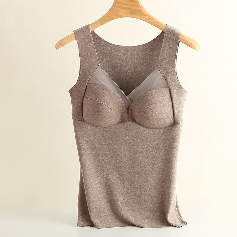 New De Rong Thermal Integrated Tank Top Wearless Bra