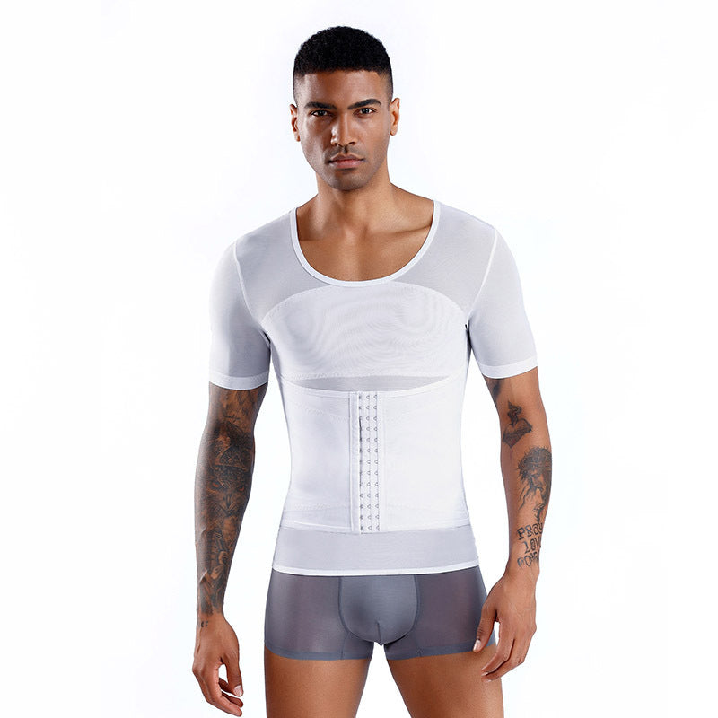 Summer Men's Corset Shapewear For Abdomen, Tight-fitting, Fitness Corset, Invisible Short-sleeved Shapewear