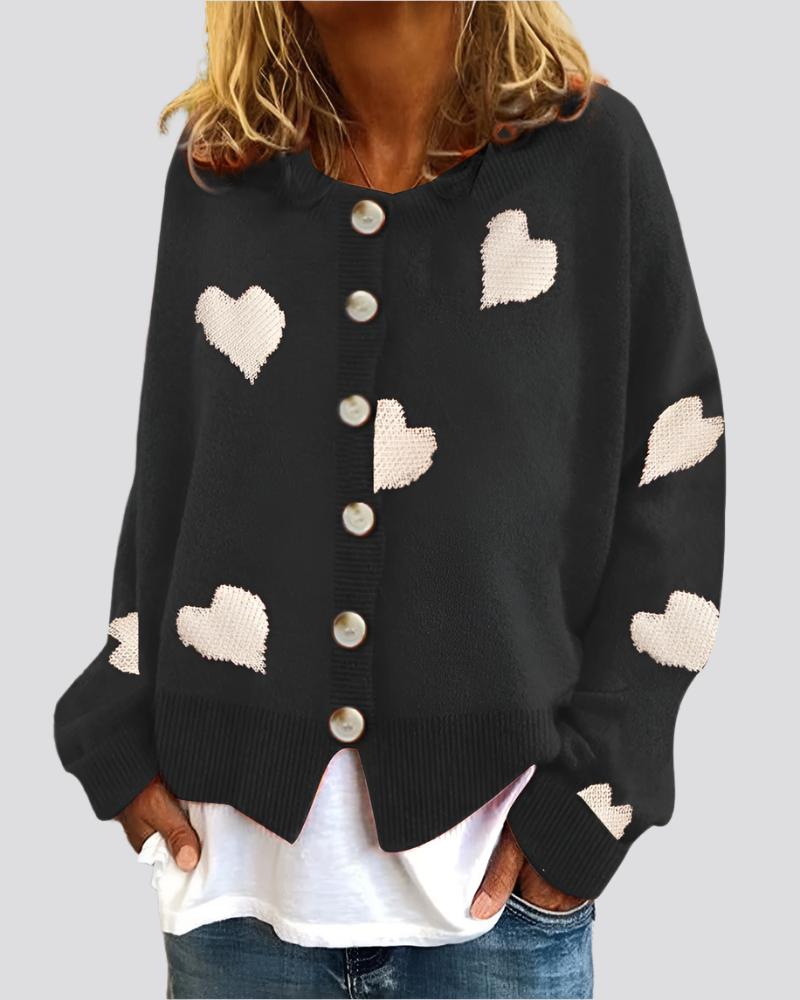 Women's Heart Sweater Single Breasted Cardigan Knitwear Coat Outwear Clothes