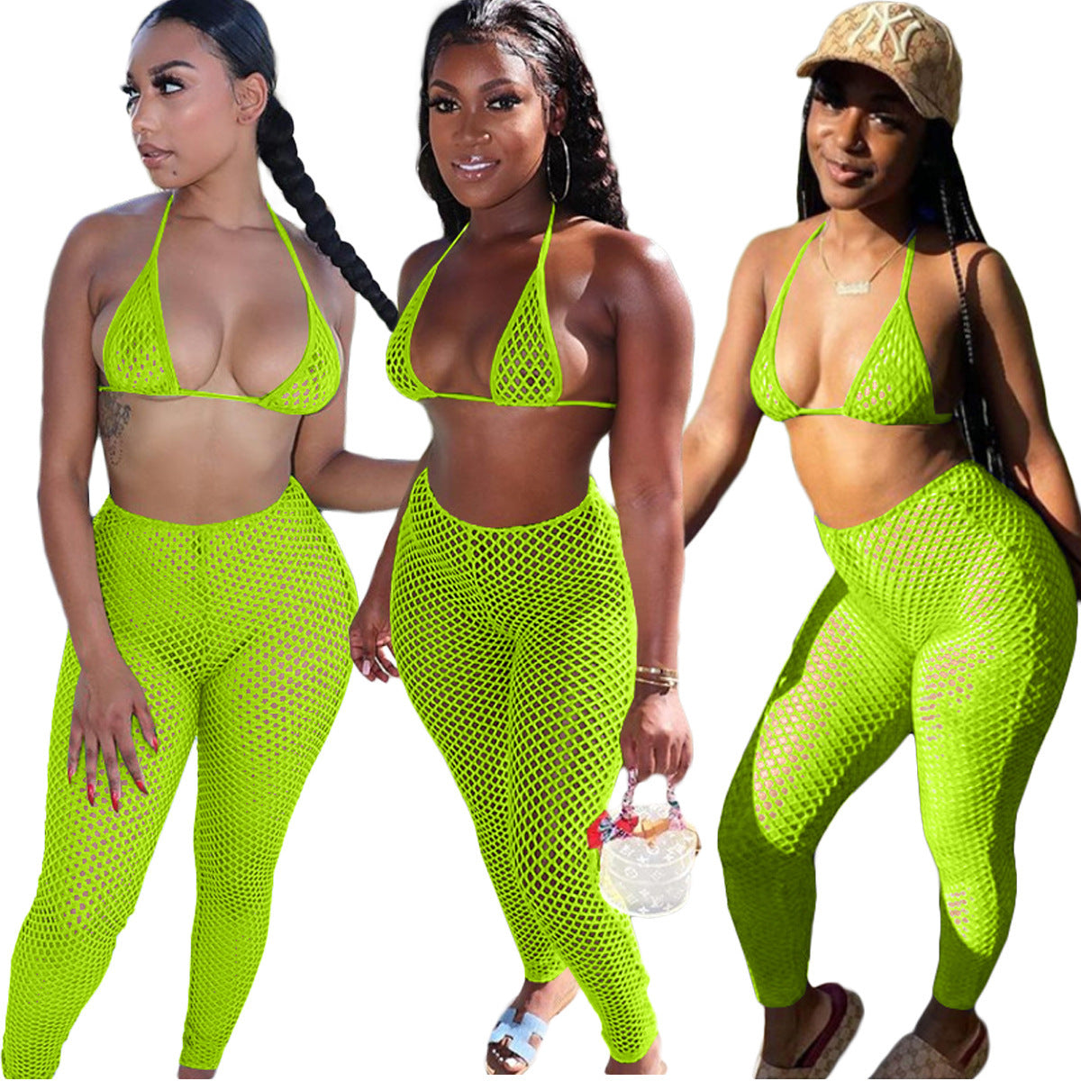 Mesh Bikini Cutout Trouser Suit Swimsuit