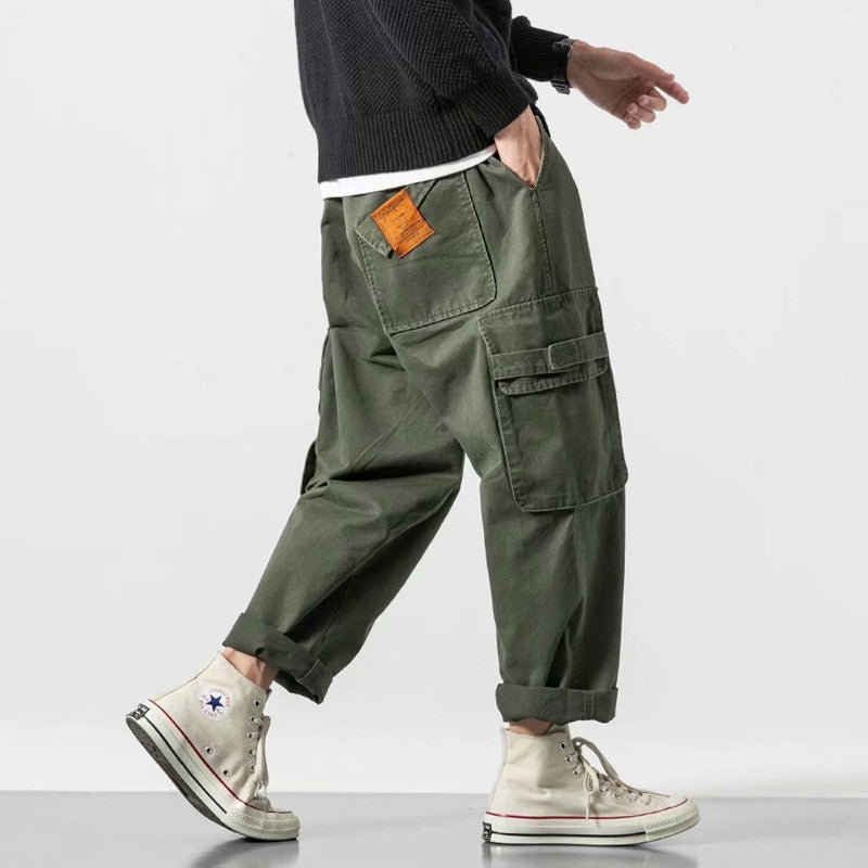 Men Straight Leg Casual Cropped Trousers