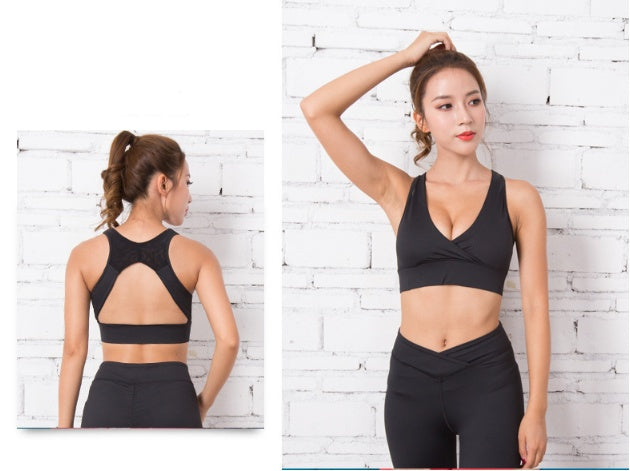 Women's quick-drying sports bra women's yoga clothing Shock-collecting V-neck sexy fitness sports underwear