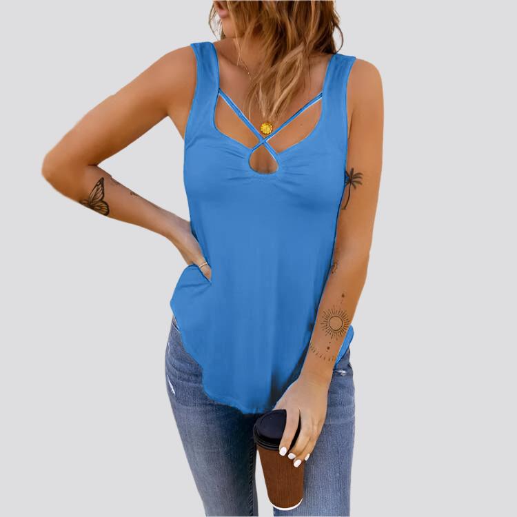 European And American Women's Clothing Cross Solid Color  Camisole Top Women