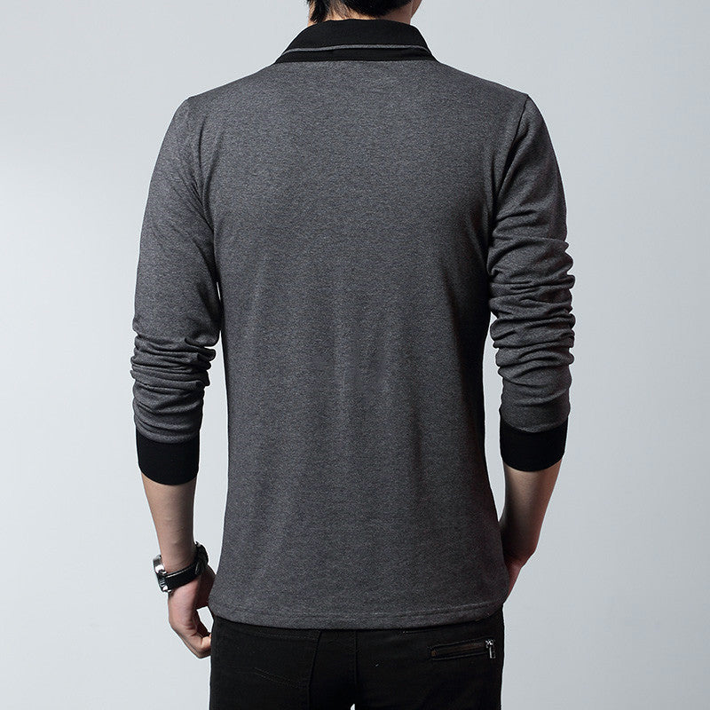 New Spring and Autumn Men's Long-Sleeved t-Shirt Men's Clothes V-Neck