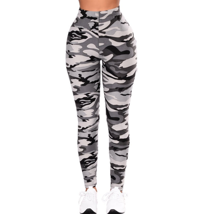 Camouflage Printed Grey Casual Legging Pants