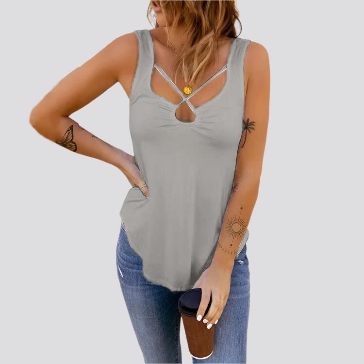 European And American Women's Clothing Cross Solid Color  Camisole Top Women