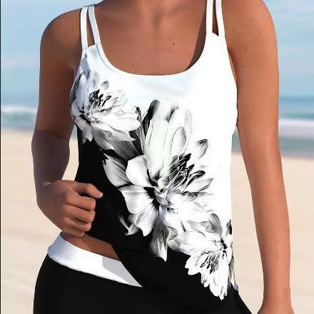 New Split Tankini Ink Painting Swimsuit