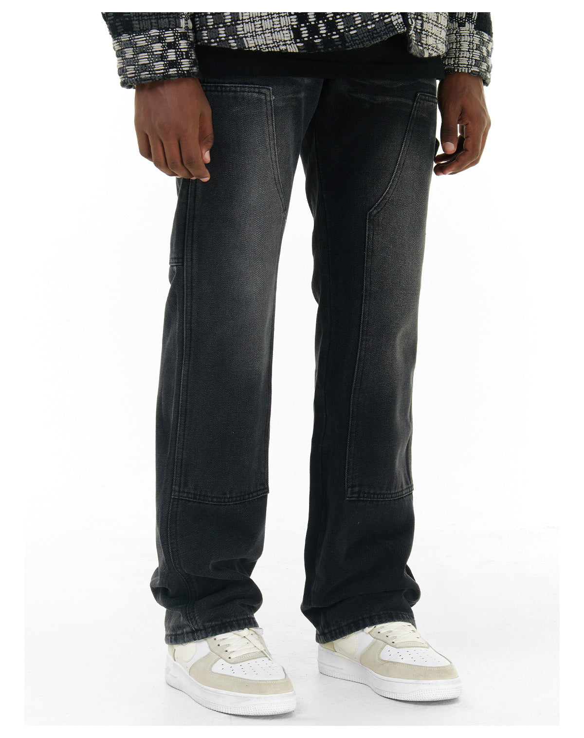 Washed Straight-leg Pants Loose Micro-elastic Black Jeans For Men