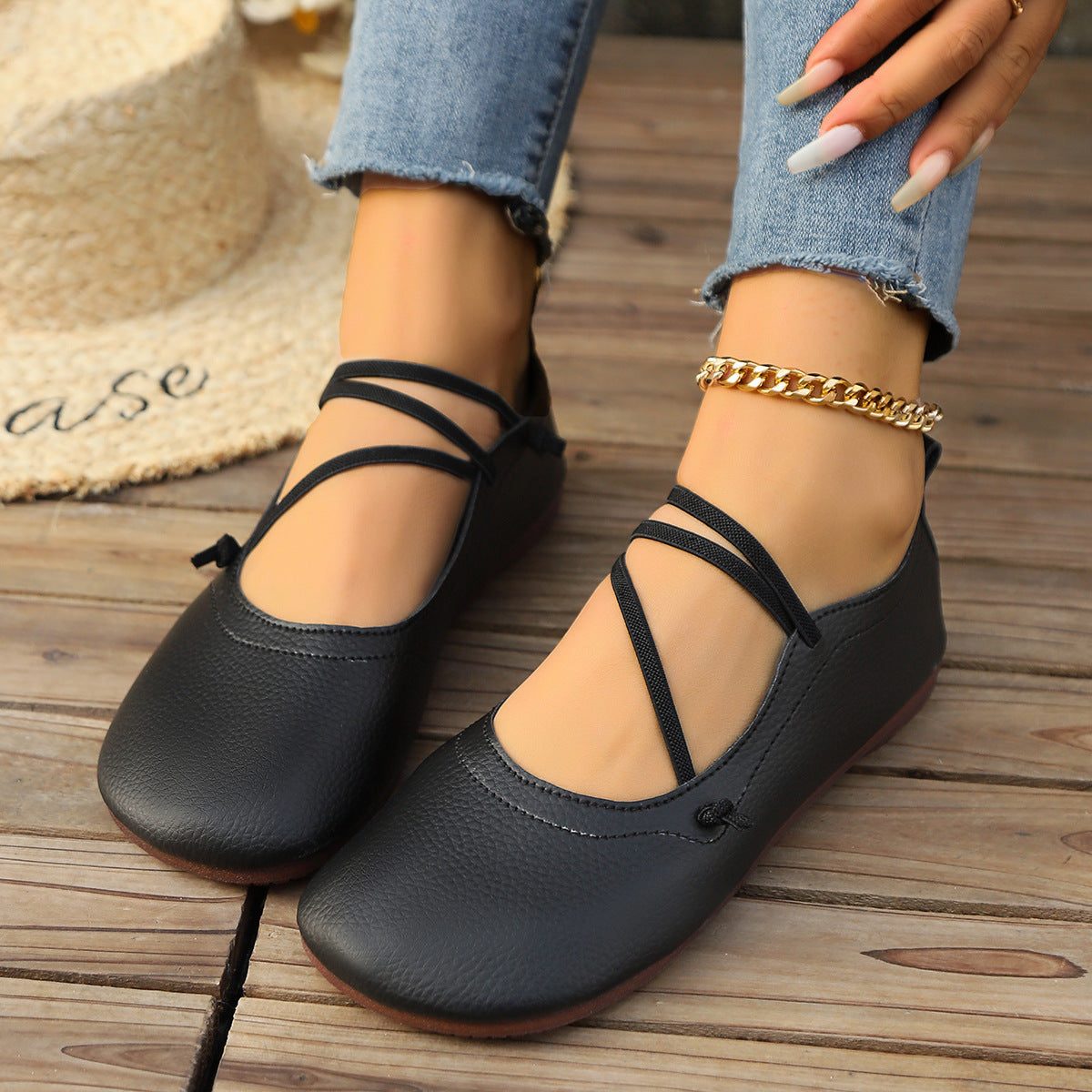 Fashion Square Toe Flats Shoes Shallow Slip-on  Loafers Casual Cozy Shoes