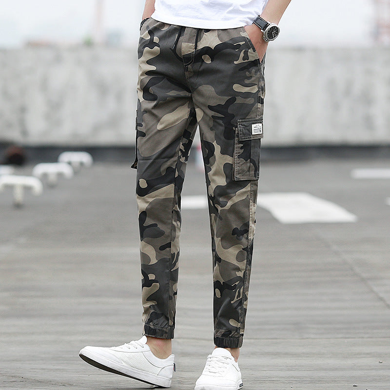 Camouflage tooling multi-pocket pants feet feet pants pants nine pants