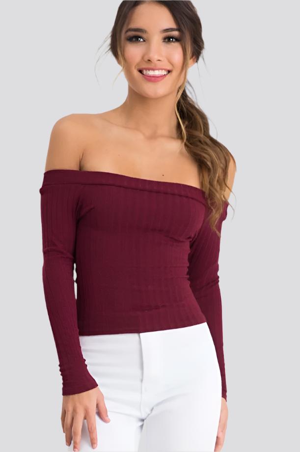 Women Off Shoulder Crop Top