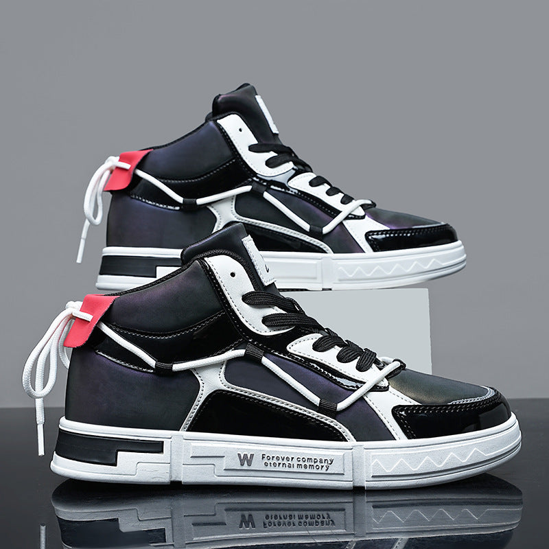 High-top Color Matching Lace Up Casual Sneakers