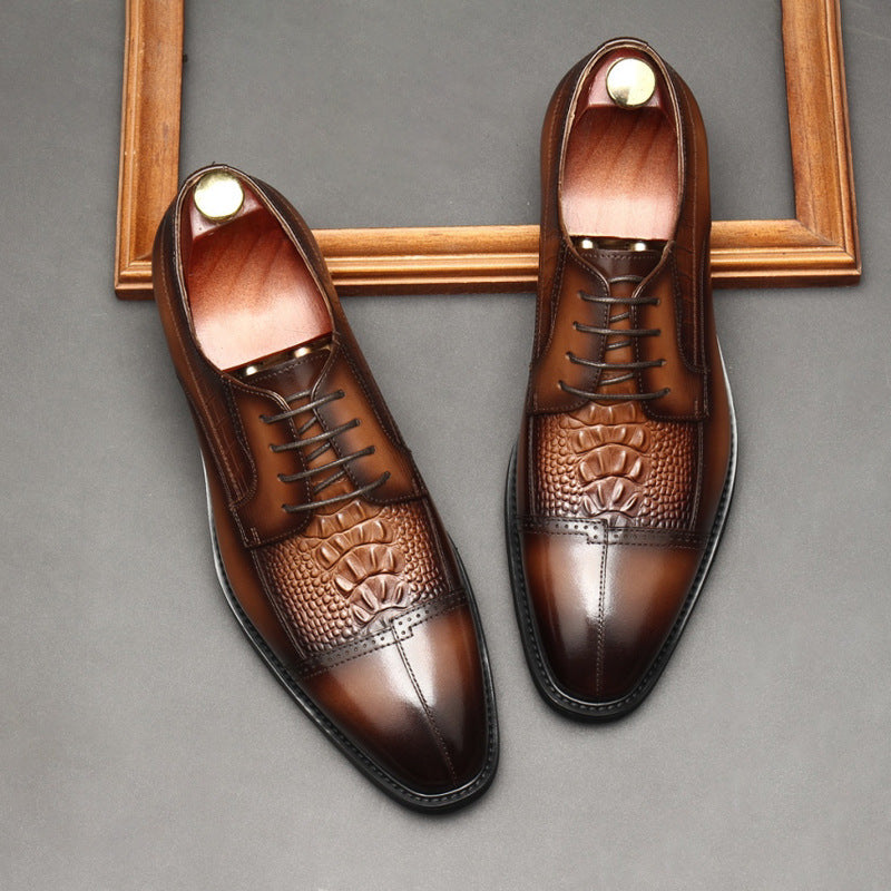 British Style Business Dress Stitching Leather Shoes