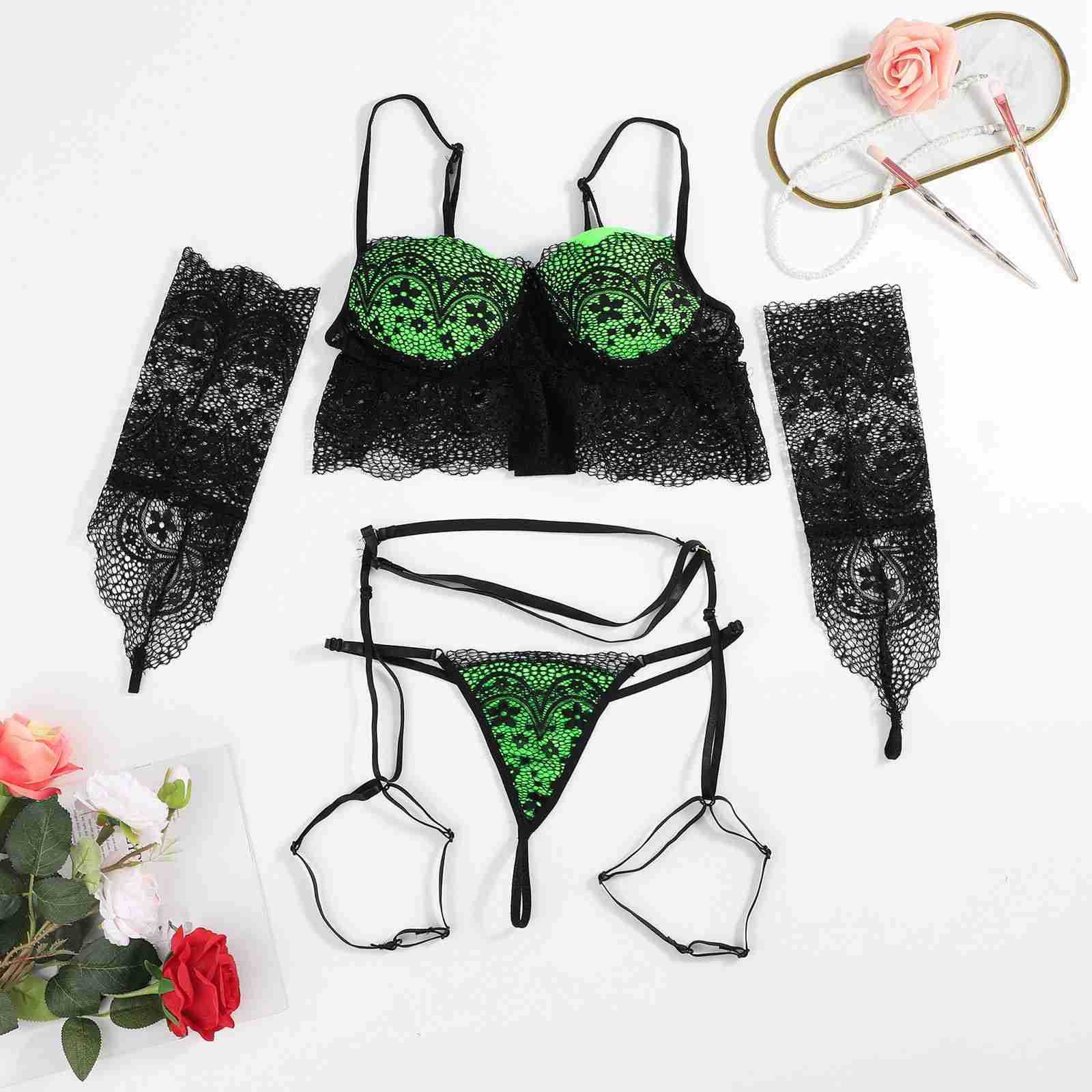 Europe And America Women's Lingerie Three-piece Set