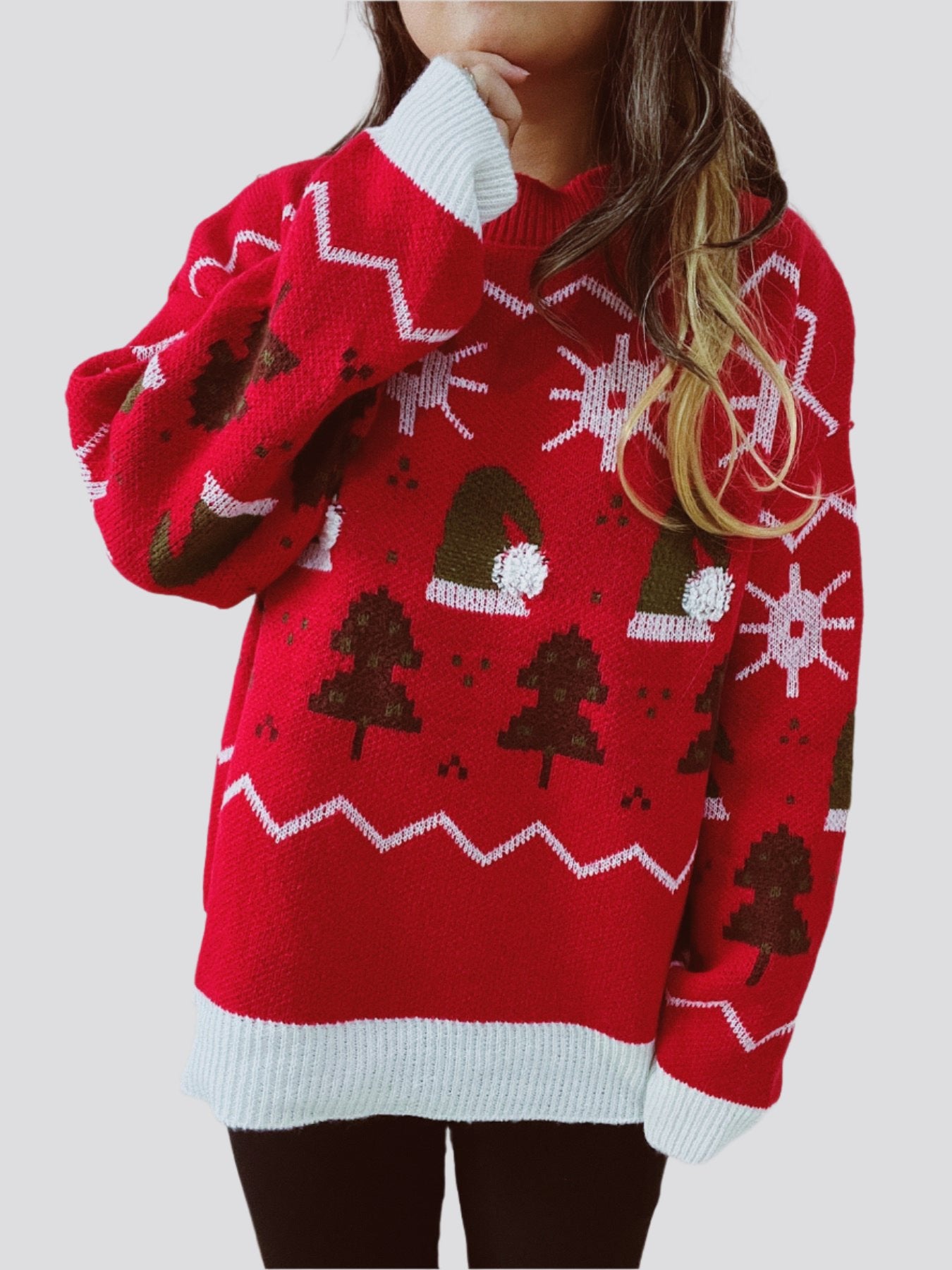 Women's Fashion Christmas Round Neck Long Sleeve Sweater