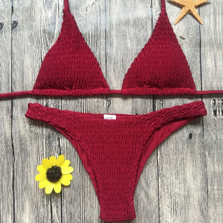 Swimsuit sexy pleated triangle bikini