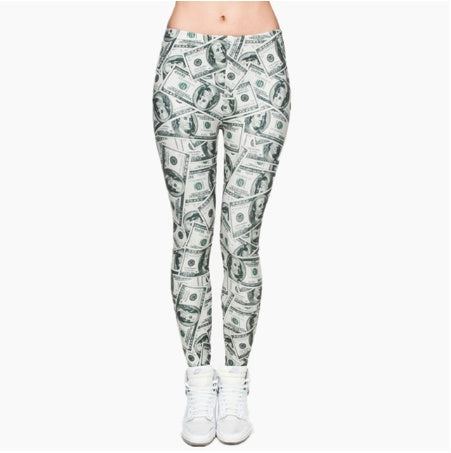 Printed thin pencil feet pants stretch big ladies yoga pants leggings