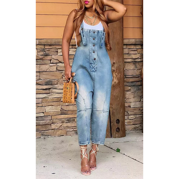 Women's Clothing Fashion Casual Siamese Suspender Jeans Women