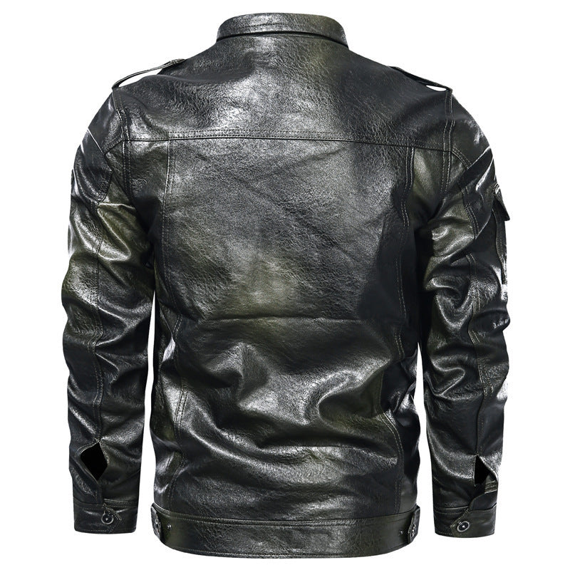 Men's Washed PU Leather Casual Men's Leather Jacket