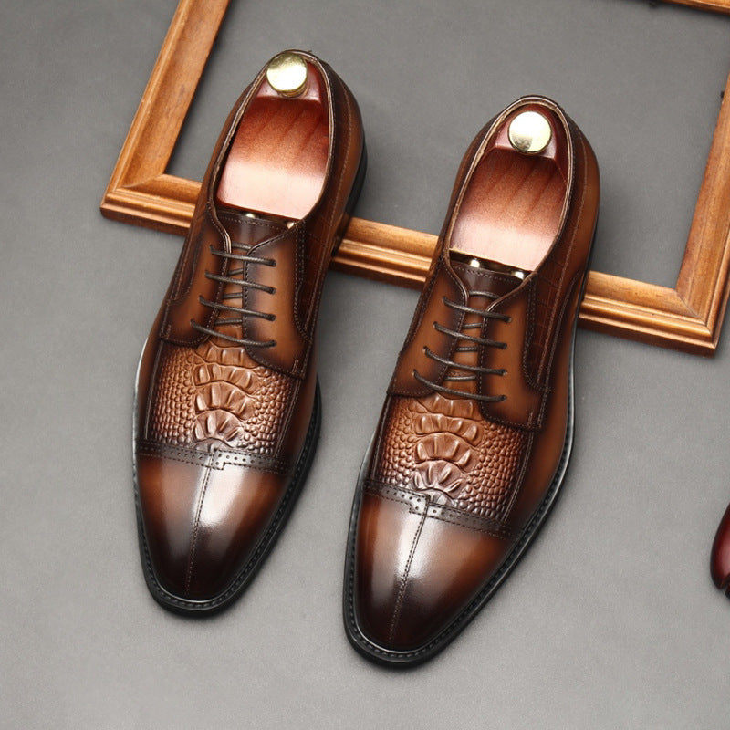 British Style Business Dress Stitching Leather Shoes