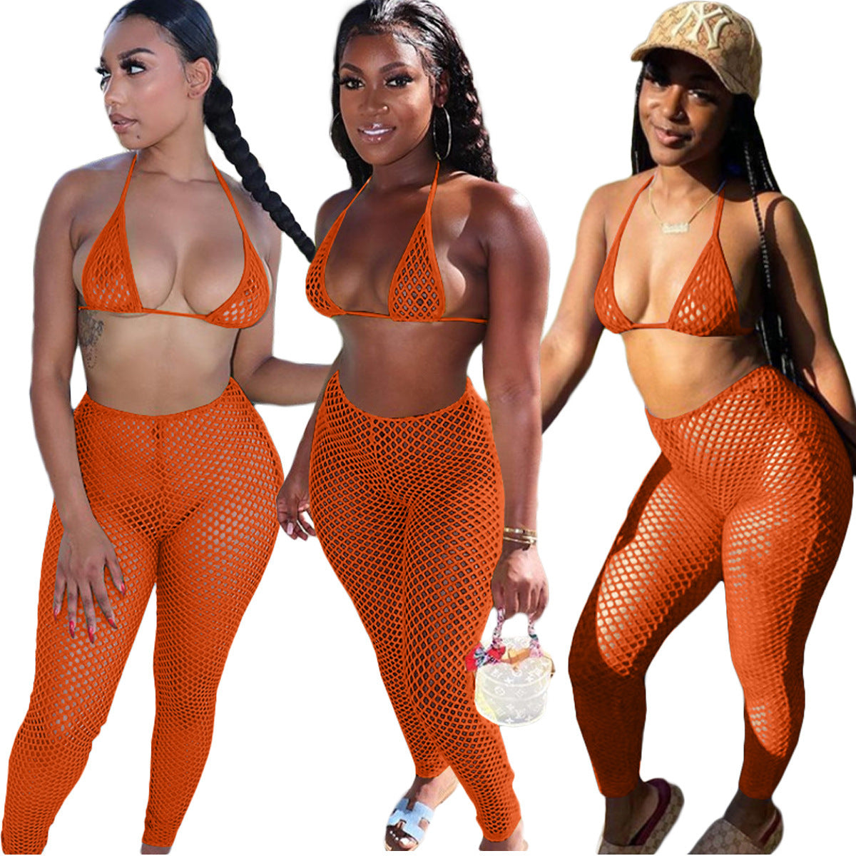 Mesh Bikini Cutout Trouser Suit Swimsuit