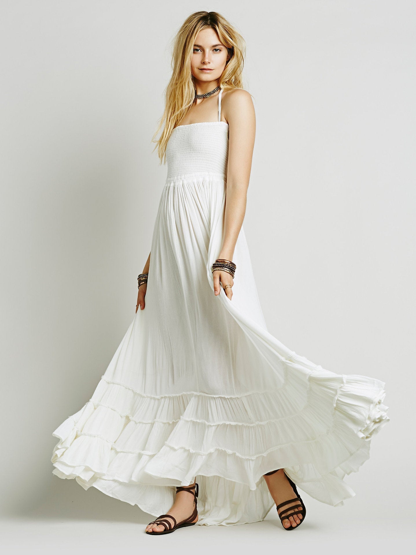 Backless Bohemian Beach Maxi Dress Cotton