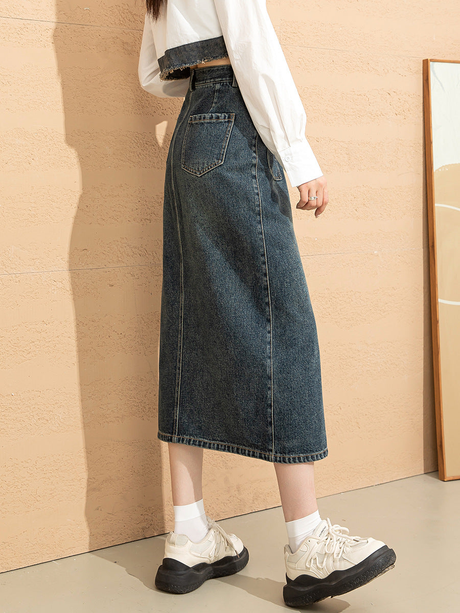 High Waist Work Clothes Denim Skirt For Women