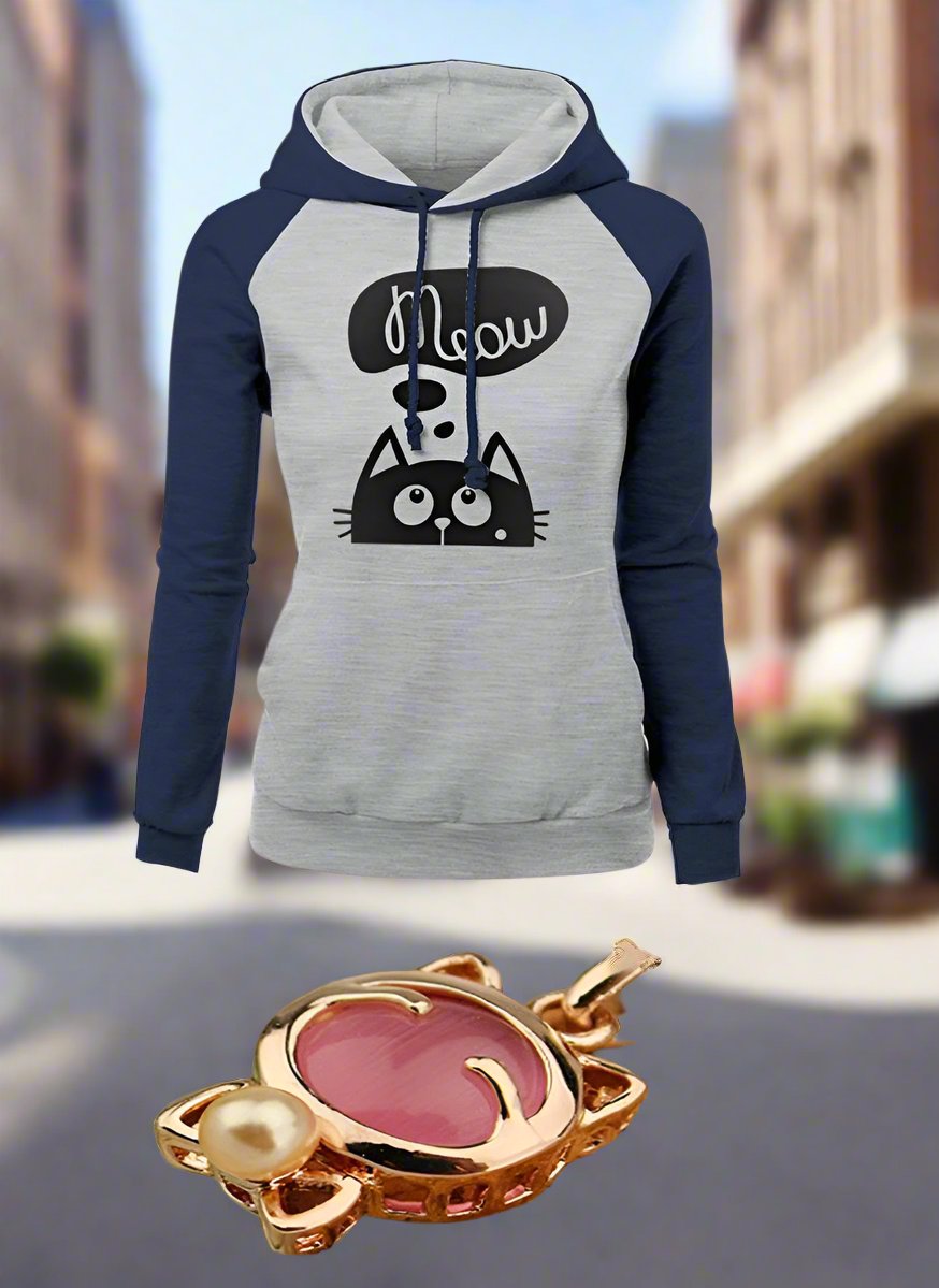 Cat Meow Hoodie with a Collar