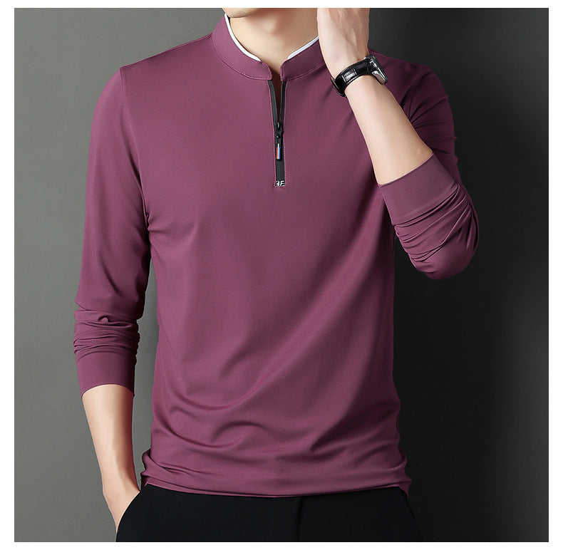 Long Sleeve T - Shirt Men Leisure Young Men Stand Collar Pull