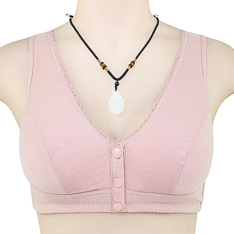 Cotton front button bra without steel ring beautiful back bra