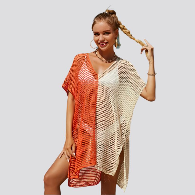 Beach Hollow Out Tops Cover-Up Knit Bikini Over-Blouse