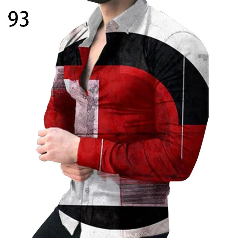 Printed Casual Long Sleeve Shirt For Men