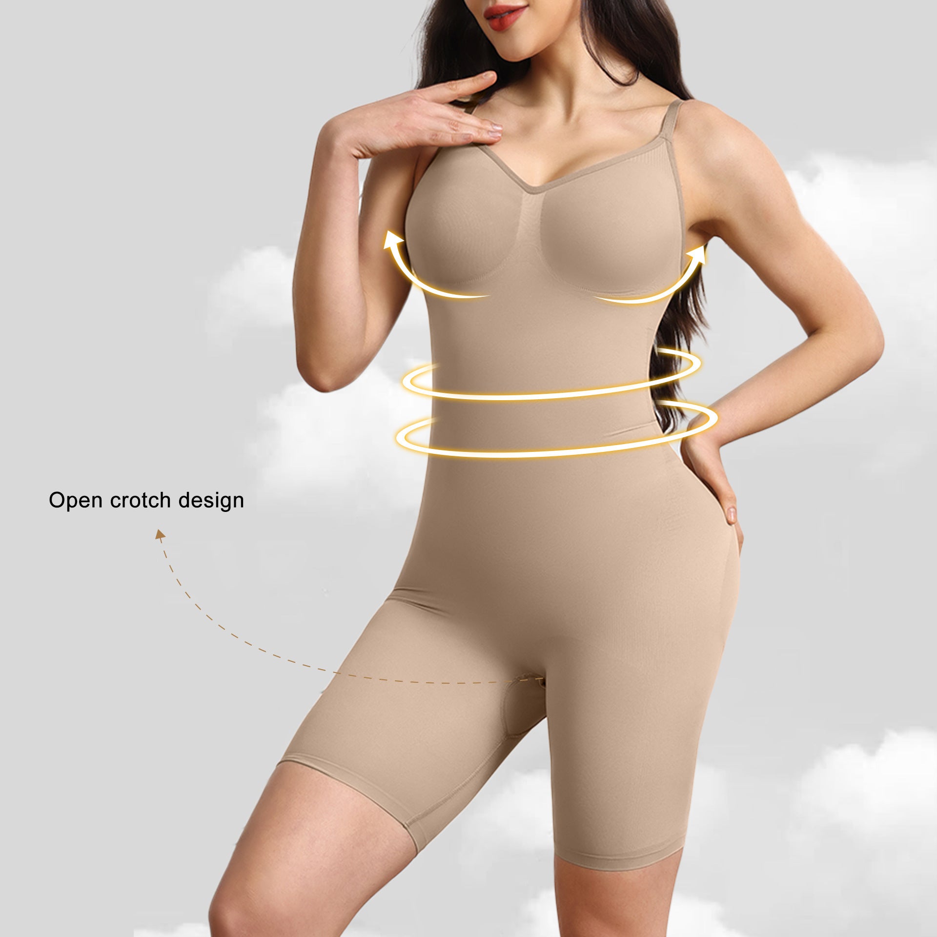 Women's Bodybuilding Shapewear Hip Lifting And Waist-slimming Open-end One-piece Underwear