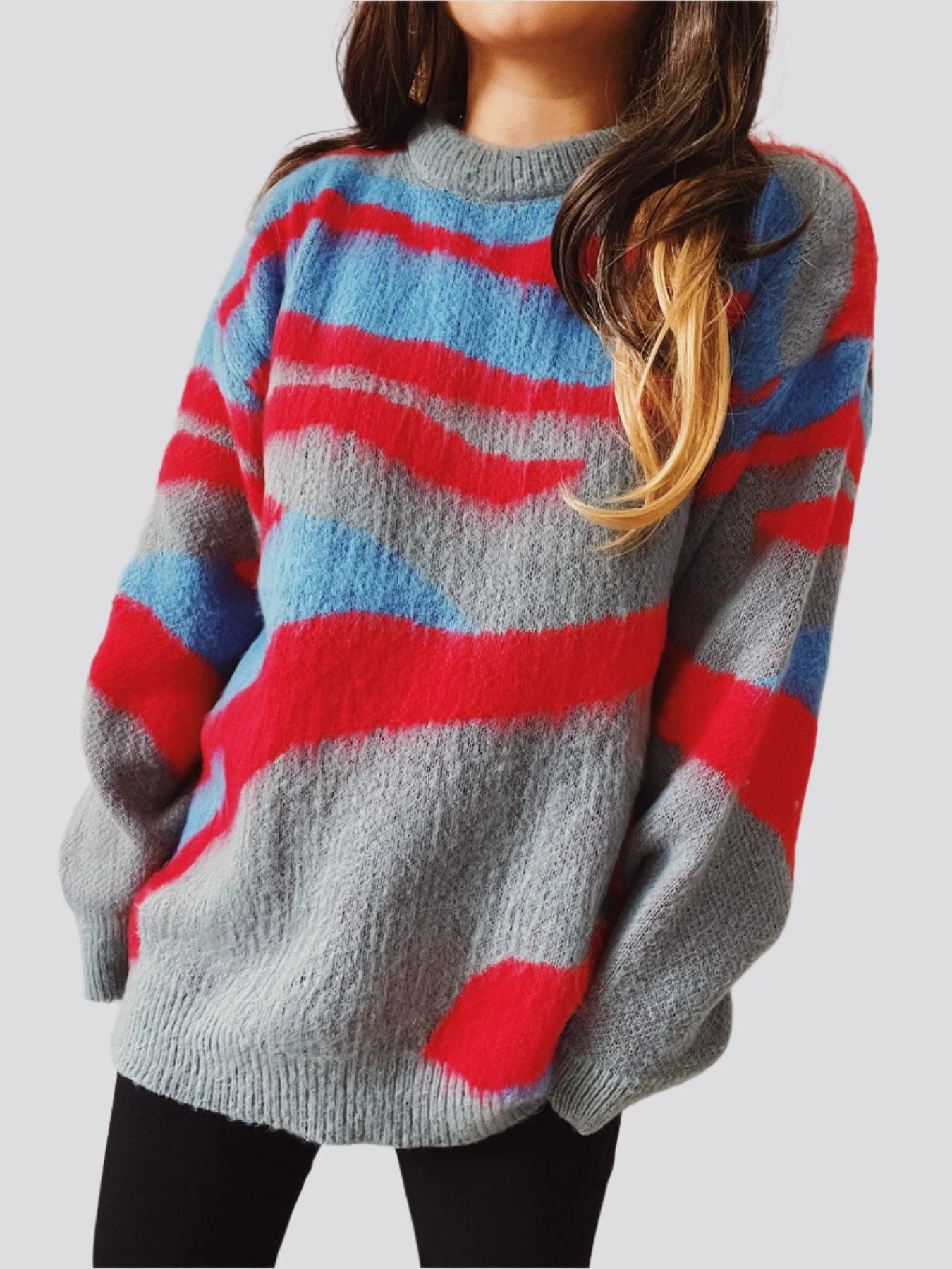 Women's Fashion Casual Irregular Striped Sweater