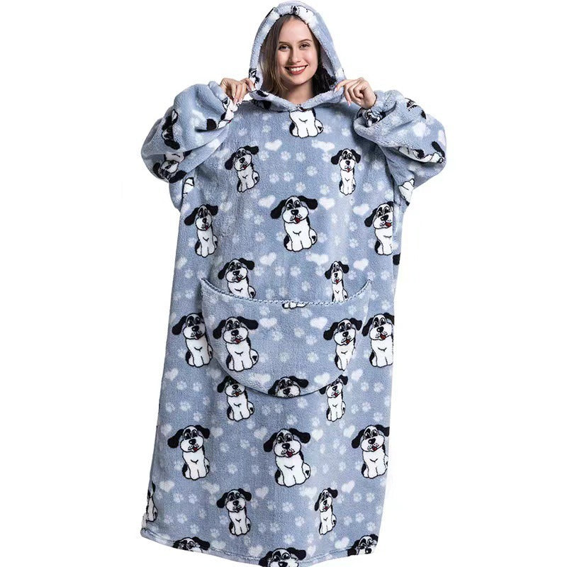 Fleece Hooded Wearable Blanket Sweatshirt