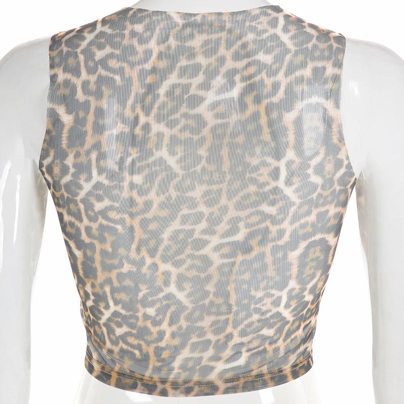 ROCK MORE EMBROIDERY LEOPARD CROP TOP