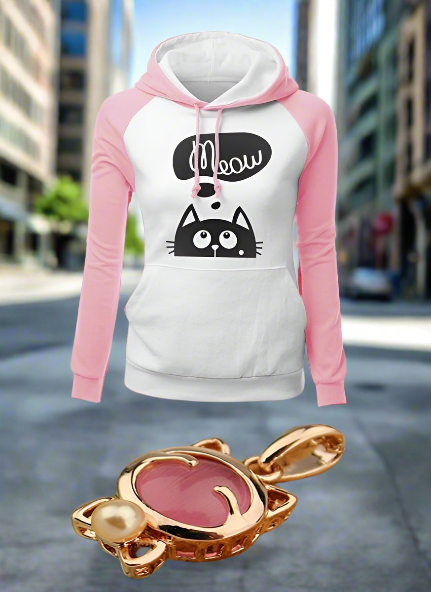 Cat Meow Hoodie with a Collar